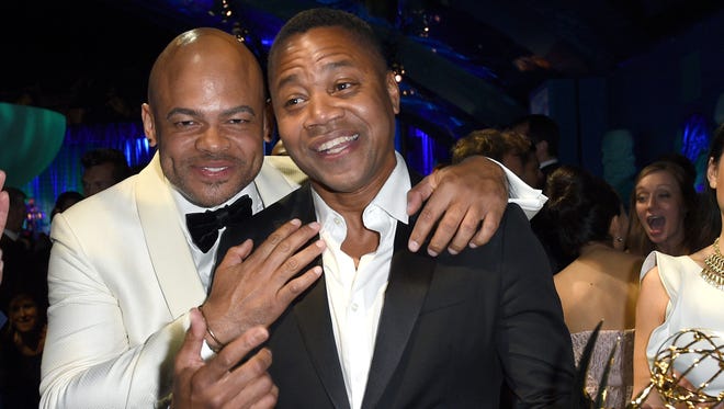 The fun continued after the Emmys, late on Sept. 18 and into Sept. 19, as the stars - winners and losers - celebrated at parties hosted by TV powerhouses such as Fox, HBO and Netflix, plus the Television Academy Governors Ball, around Los Angeles. Winner Cuba Gooding Jr. and producer Anthony Hemingway (L) get happy at HBO's 2016 Emmy After Party at the Pacific Design Center.