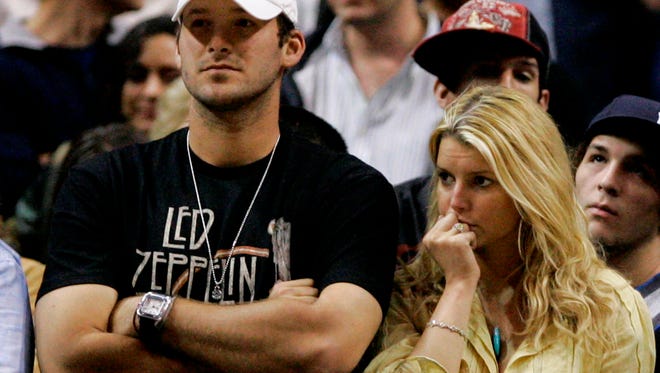 Romo with then-girlfriend Jessica Simpson in 2008.