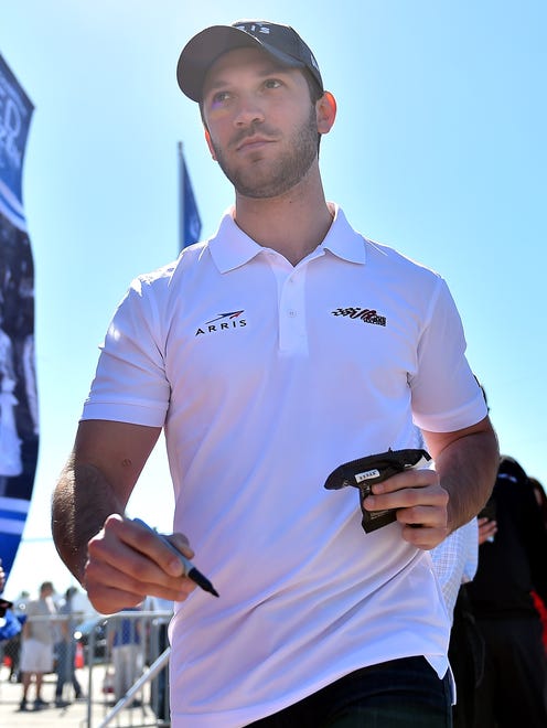 NASCAR Cup Series driver Daniel Suarez (19) before the 2017 Daytona 500 at Daytona International Speedway.