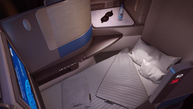 Rendering of a lie-flat bed in United's new Polaris class.