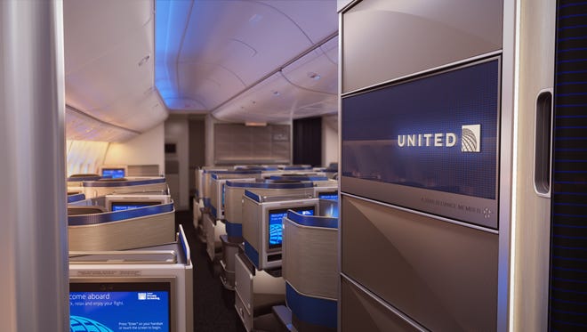 Rendering of the new international business class cabin coming this December to United's fleet.