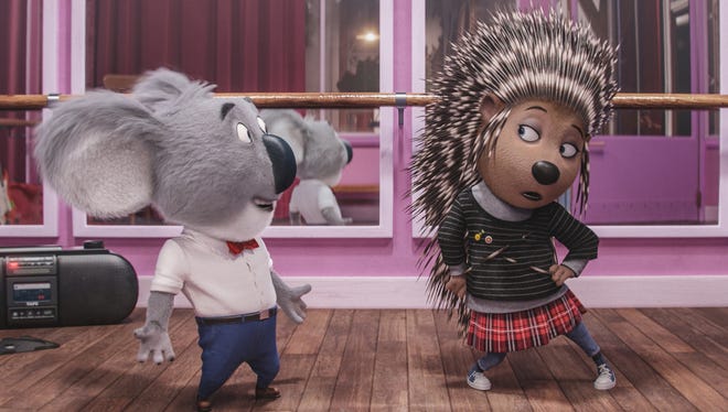 'Sing' wins Best Short Film Live Action at the Academy Awards. Buster Moon (voiced by Matthew McConaughey) works with porcupine rocker Ash (Scarlett Johansson) in the animated musical 'Sing.'