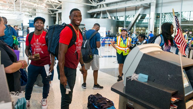 U.S. Olympians at a send-off for the team at Houston Bush Intercontinental on Aug. 3, 2016.