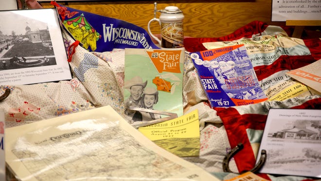 A collection of items are on display as historic memorabilia inside the Exploratory Park at State Fair Park.