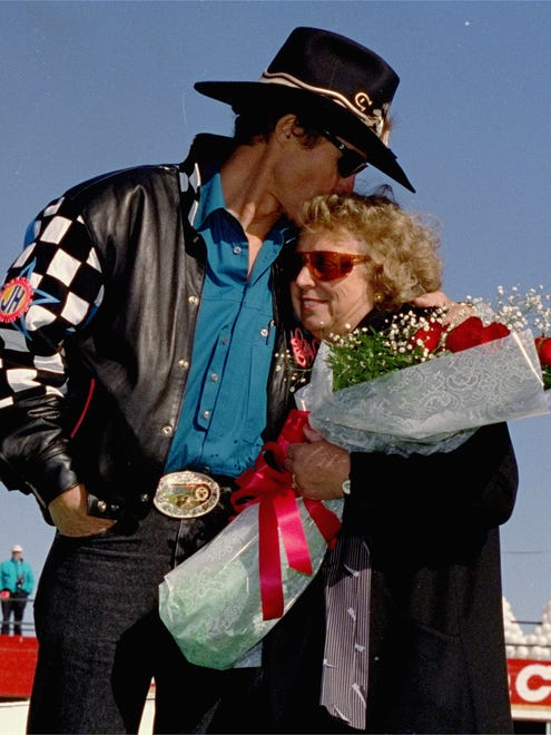 Richard Petty kisses his wife, Lynda, before the start of the final race of his career, the Hooters 500, at Atlanta Motor Speedway in Hampton, Ga. The race was Petty's last in his 35-year career. Lynda died in March 2014 after a long battle with cancer. She was 72.