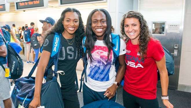 U.S. Olympians at a send-off for the team at Houston Bush Intercontinental on Aug. 3, 2016.