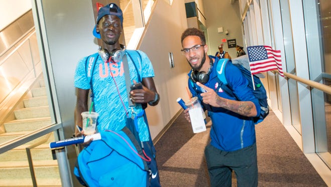 U.S. Olympians board a flight to Rio de Janiero at Houston Bush Intercontinental on Aug. 3, 2016.