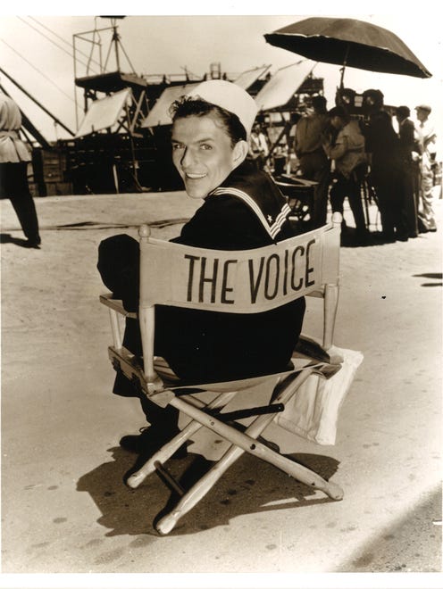 Frank Sinatra. This photo appears to have been taken on the set of 'Anchors Away,' circa 1945. The Voice of Frank Sinatra was the first studio album released by the crooner (1946).