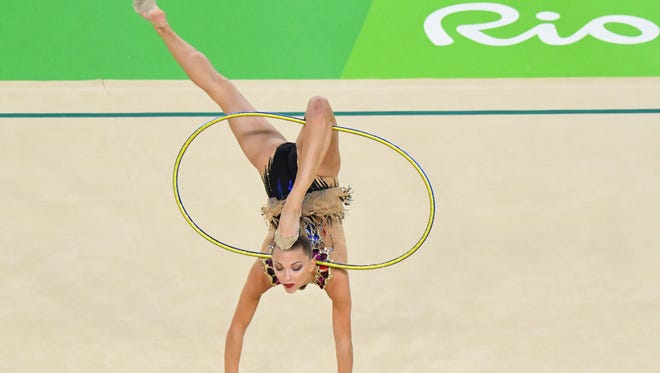 Melitina Staniouta (BLR) during the women's rhythmic gymnastics individual all-around final during the Rio 2016 Summer Olympic Games at Rio Olympic Arena.