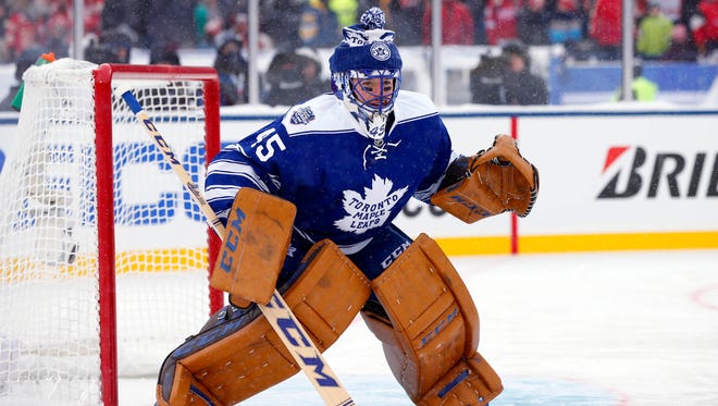 Goalie Jonathan Bernier, Toronto Maple Leafs.