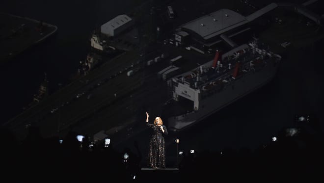 Adele performs on stage at the SSE Arena Belfast on February 29, 2016, in Belfast, Northern Ireland.