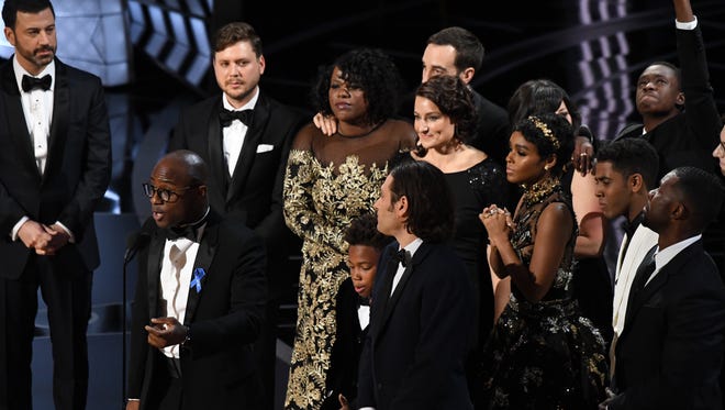 'Moonlight' Director Barry Jenkins speaks on stage as he accepts the Oscar for Best Picture for 'Moonlight' during the 89th Academy Awards at Dolby Theatre.