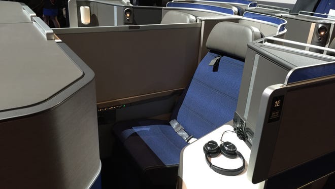 United unveils the new custom seats that it will install in its new international business class cabins. The new service, called Polaris, will debut on Dec. 1.