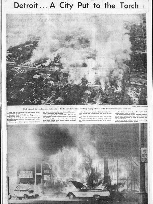 Headline on the page, "Detroit...A City Put to the Torch." From the Detroit Free Press, July 24, 1967 and the riots in Detroit.