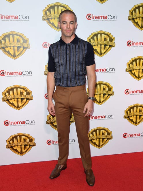 Chris Pine sported a new hairdo at The Colosseum at Caesars Palace.