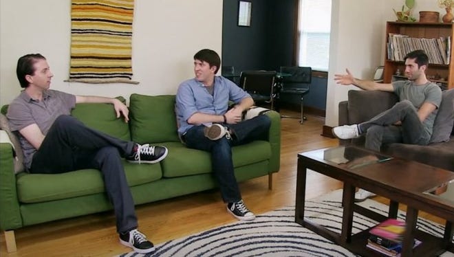 From left, Knoxville man Spencer Morrill, his brother Sam and "Catfish" hosts Nev Schulman and Max Joseph talk about Morrill's six-year online relationship with a pop star in a promo for the episode.