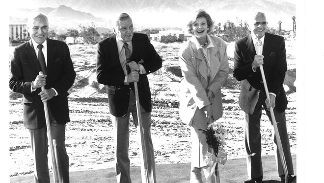 Ground breaking ceremony for the Barbara Sinatra Children's Center at Eisenhower Medical Center in Rancho Mirage. Dec. 13, 1985. Frank is pictured second from left, next to Barbara.