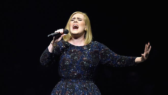 Singer Adele performs on stage during her North American tour at Staples Center on August 5, 2016, in Los Angeles.