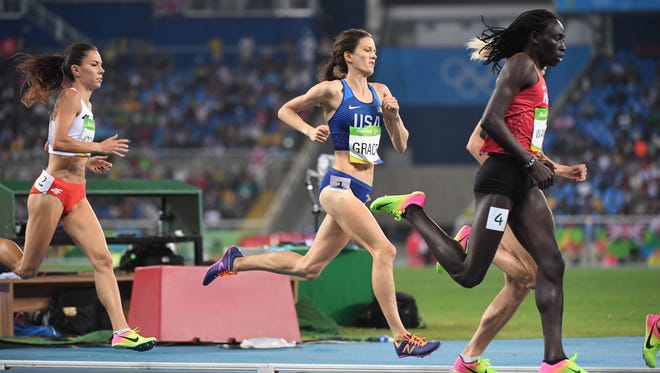 Kate Grace (USA) in the women's 800m final during the Rio 2016 Summer Olympic Games at Estadio Olimpico Joao Havelange.