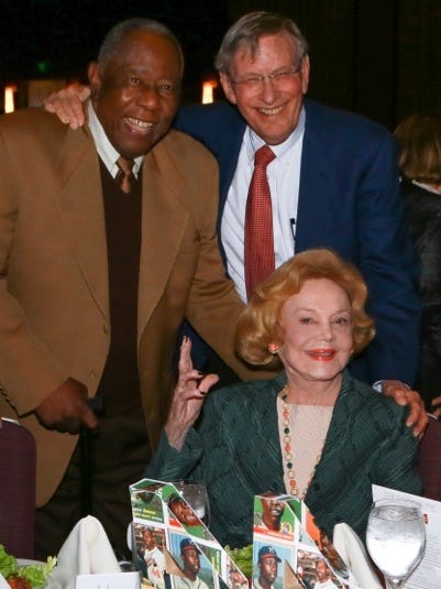 Hank Aaron and Bud Selig with Barbara Sinatra.