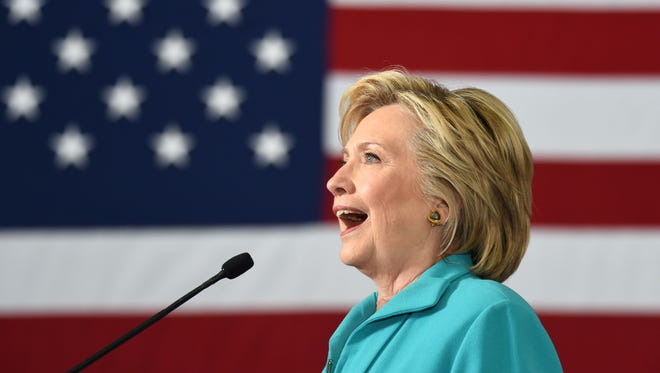 Hillary Clinton speaks at a campaign event in Reno, Nev. on August 25, 2016. Clinton attempted to paint Trump's campaign as prejudice in the speech.