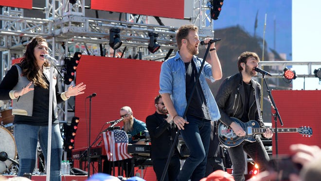 Musical group Lady Antebellum performs a pre-race concert prior to the start of the Daytona 500.