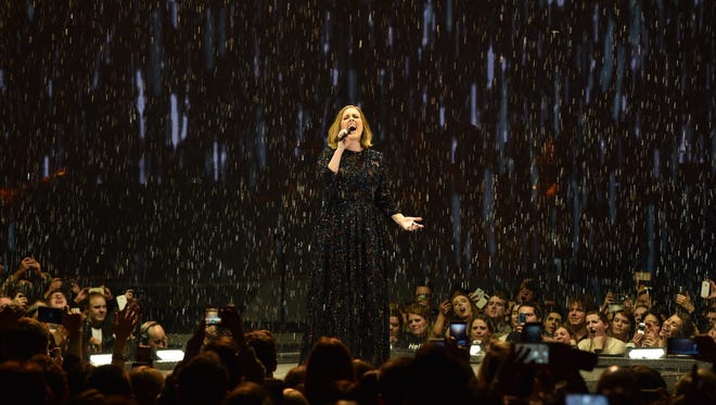 Adele performs on stage at the at 3Arena Dublin on March 4, 2016, in Dublin, Ireland.
