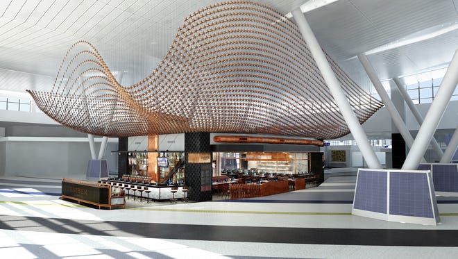 A rendering of a restaurant planned for Houston's terminal updates.