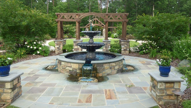 This memory garden near the Petty residence in Level Cross, N.C., was designed by a landscape architect and built in memory of Richard Petty's wife, Lynda, who died in 2014.