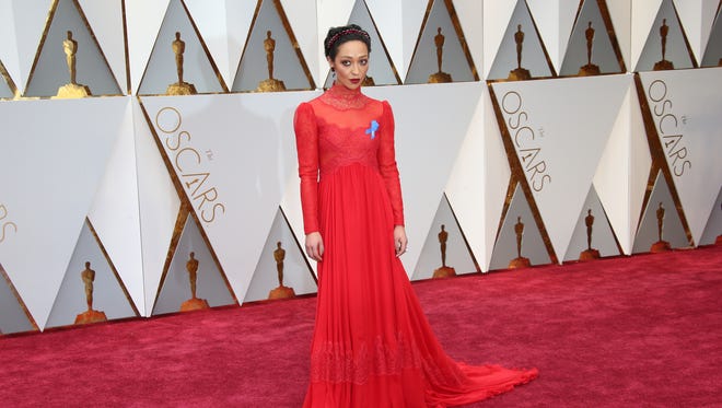 Ruth Negga in a long-sleeved Valentino gown.