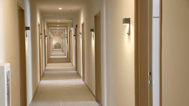 A view down the hallway of the fourth floor.