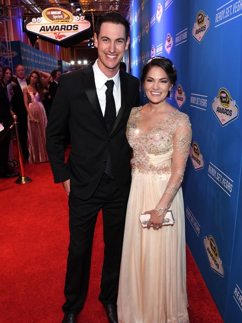Joey Logano, left, and his wife Brittany
