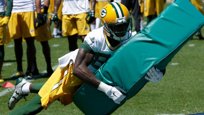 Packers wide receiver Geronimo Allison (81) participates in drills during organized team activities. Mandatory Credit: Mark Hoffman/Milwaukee Journal Sentinel via USA TODAY NETWORK ORIG FILE ID:  20170601_ads_usa_068.JPG