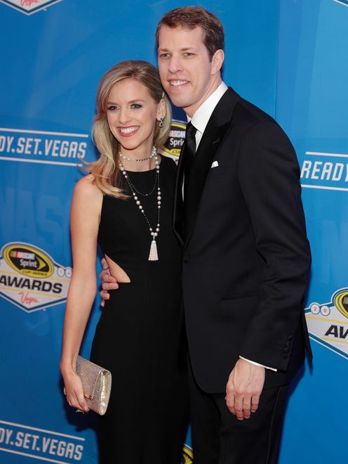 Brad Keselowski, right, and his girlfriend, Paige White