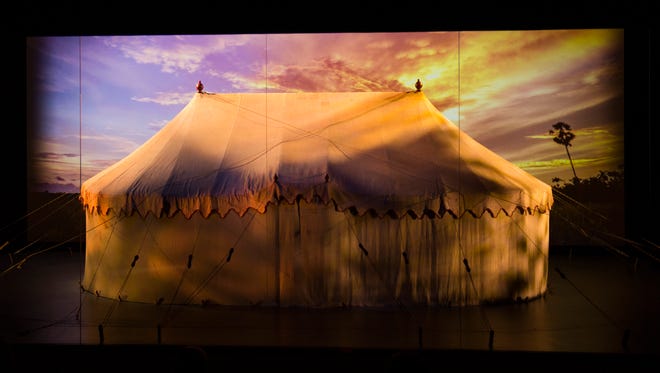 The authentic WashingtonÕs Headquarters Tent is unveiled at the end of a multimedia presentation inside the upcoming Museum of the American Revolution Friday, March 24 in Philadelphia.