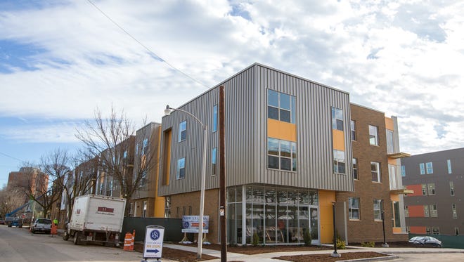 One of four buildings is nearly complete at Stitchweld apartments in Bay View.