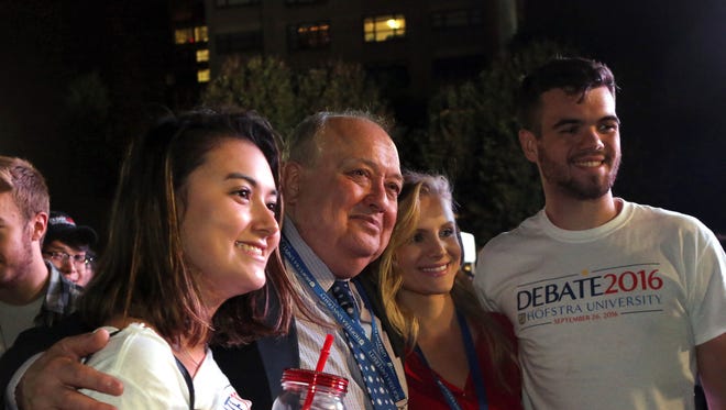 Roger Ailes, former Chairman and CEO of Fox News, was on hand at Hofstra University to watch the first presidential debate at an outdoor debate watch party sponsored by Fox.