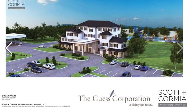 A rendering of a planned luxury gas station known as a "GP Club" planned for Greenwich, Conn., as seen in a Facebook post.