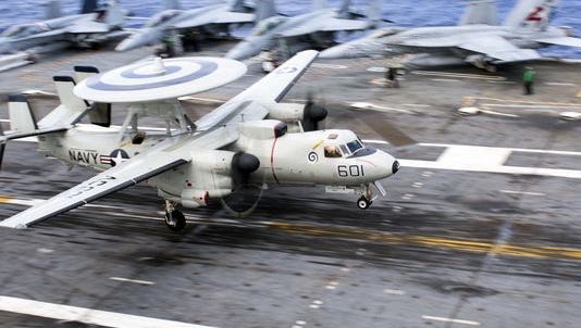 Eight sailors were hospitalized Friday after an arresting gear parted on the carrier Dwight D. Eisenhower while an E-2C Hawkeye was landing.