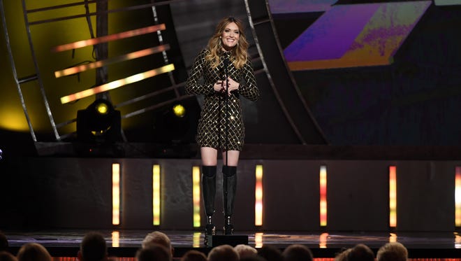 Paralympic athlete Amy Purdy speaks during the 2016 NASCAR Sprint Cup Series Awards.