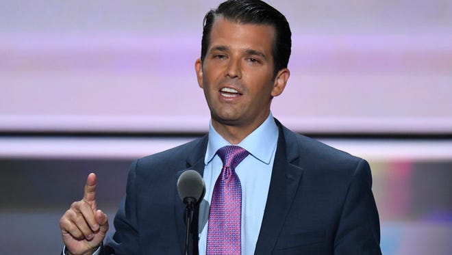 Donald Trump, Jr., speaks during the 2016 Republican National Convention in Cleveland on July 19, 2016.