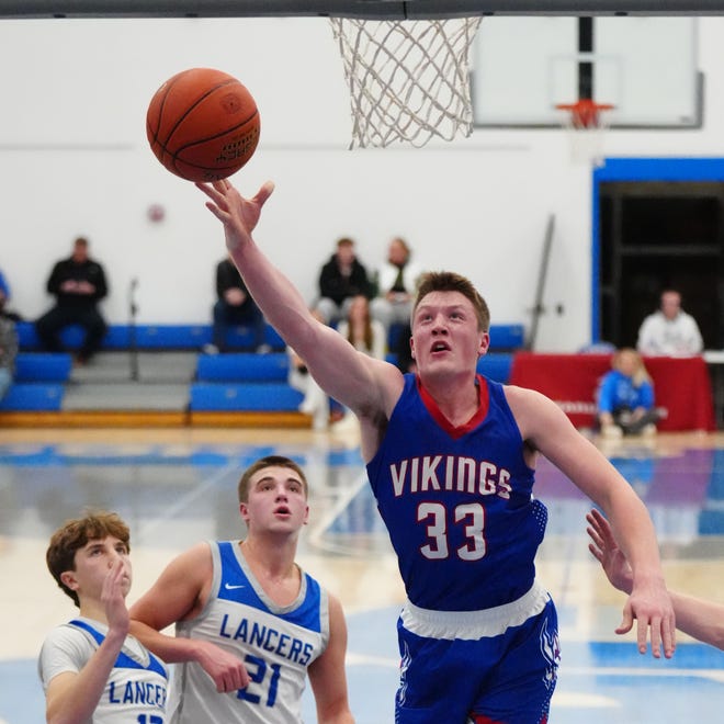 Wisconsin Lutheran's Kon Knueppel (33) drives in for a layup during the game at Brookfield Central on Tuesday, Nov. 28, 2023. Wisconsin Lutheran won the game 73-47.