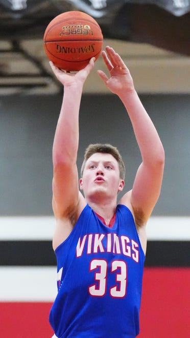 Wisconsin Lutheran's Kon Knueppel (33) shoots from the line during the game at Pewaukee, Friday, Feb. 9, 2024.