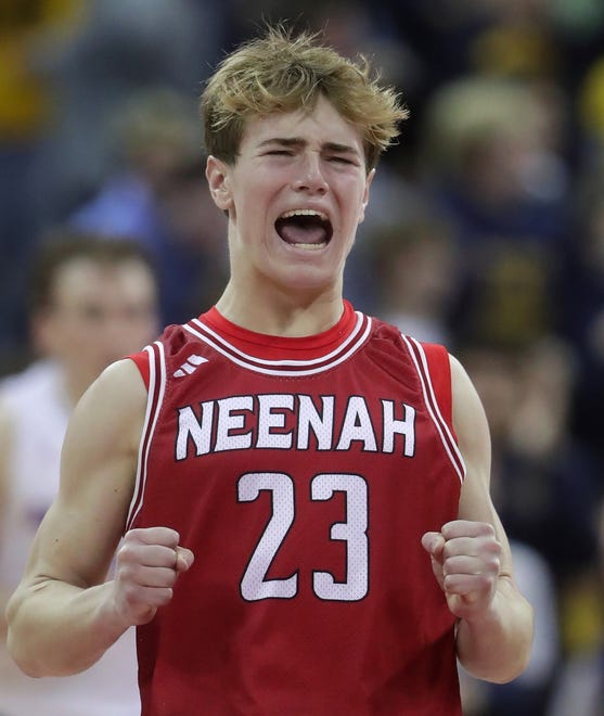 Neenah High School's Charlie Wunderlich (23) against -a- High School in a Division 1 semifinal game during the WIAA state boys basketball tournament on Friday, March 15, 2024 at the Kohl Center in Madison, Wis. Arrowhead defeated Neenah for 99-95 in four overtimes.
Wm. Glasheen USA TODAY NETWORK-Wisconsin