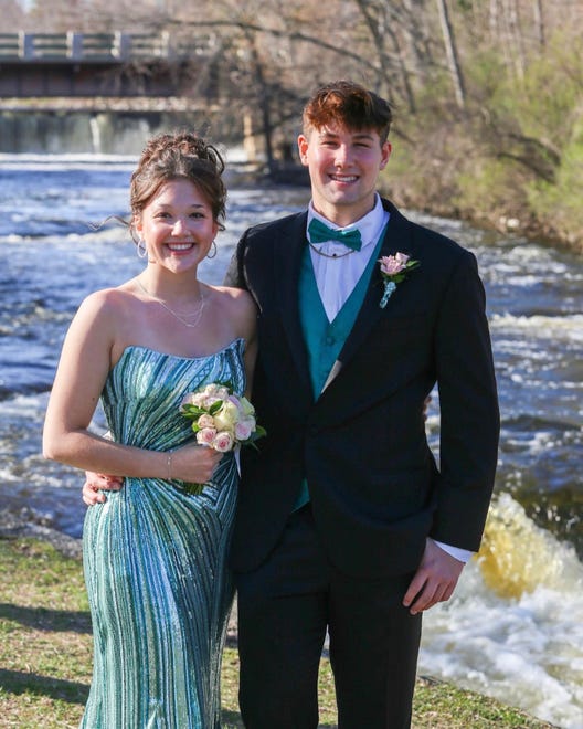 Tommy Lutz and Hailey Mangan dressed to impress in their matching teal colors for Grafton's prom on Saturday, April 13, 2024. The dance was held at the high school.